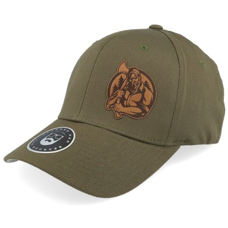 Bearded Man - Grøn flexfit Kasket - Lumber Jack Logo Wooly Combed Olive Flexfit @ Hatstore