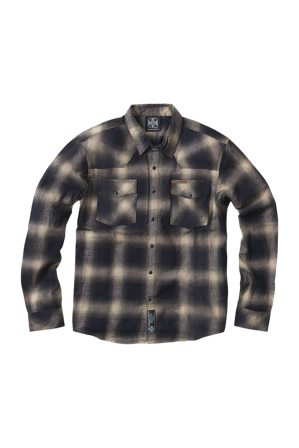 West Coast Choppers Outlaw Flannelskjorta Olivgrön/Beige S
