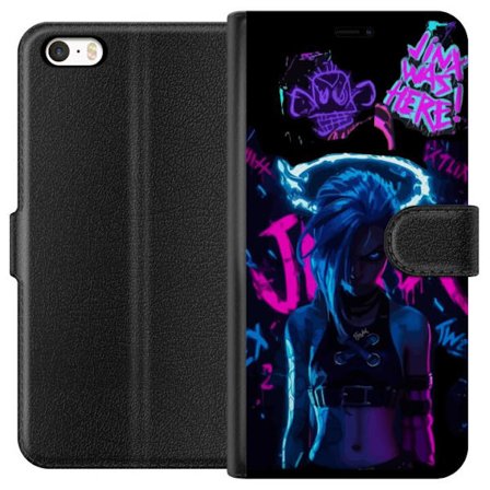 Yhteensopiva Lompakkokotelo Apple iPhone SE (2016) Jinx juliste Arcane League of Legends LoL hahmo neon graffiti pelaaminen fanart Netflix anime suunn