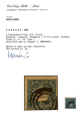 Danmark 1852 - AFA 2b - Stemplet