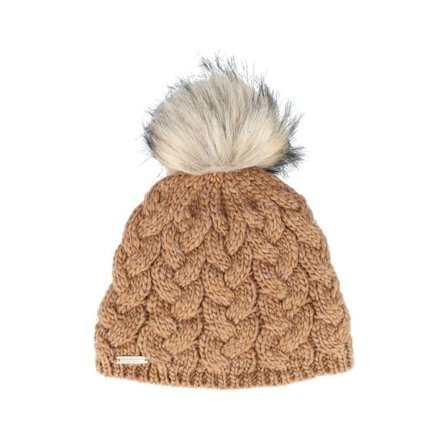 Seeberger - Brun pom Beanie - Knit In Cable Pattern Nutmeg Brown Pom @ Hatstore