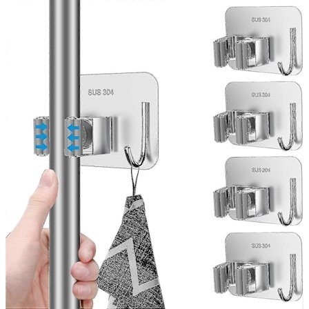 4 Mopp- och kvasthållare (grå), rostfritt stål, borrfritt mopphållare väggmonterad med krok, mopp- och kvastorganisatör för badrum, kontor, kök