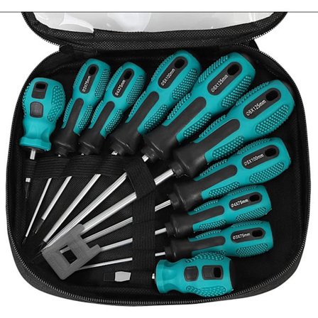 10-delt magnetisk skruetrækkersæt, 5 størrelser kraftigt kromvanadiumstål skruetrækker 5 lige kærv skruetrækkere & 5 stjerneskruetrækkere med 