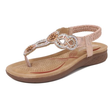 Naisten kesän 2025 boheemit ja tyylikkäät sandaalit - strassikoristeiset platform-varvassandaalit