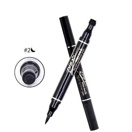 Kaksipäinen sinettileimasin ja eyeliner-kynä silmämeikki kosmeettinen työkalu 2# Kuu