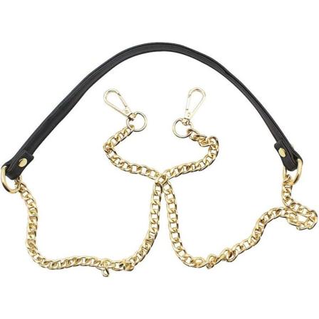Justerbar læder skulderrem kæde til DIY Crossbody taske - 120 cm (sort/guld)