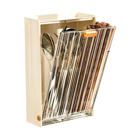 Väggmonterad Chopstickshållare i Plast Köksredskap Avrinningsställ Kräm