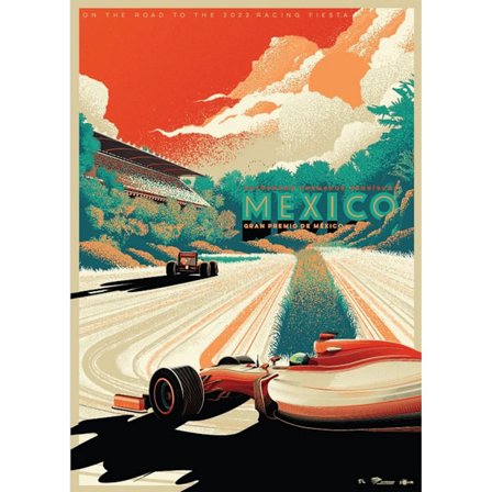 Zoom Mexico Formel 1 Poster 40cm x 30cm Orange/Vit/Grön