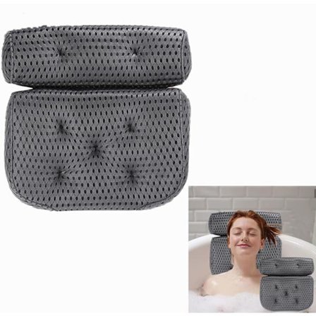 Badekarspude med 7 sugekopper – Åndbar 4D nakkepude til badekar og massagebadekar