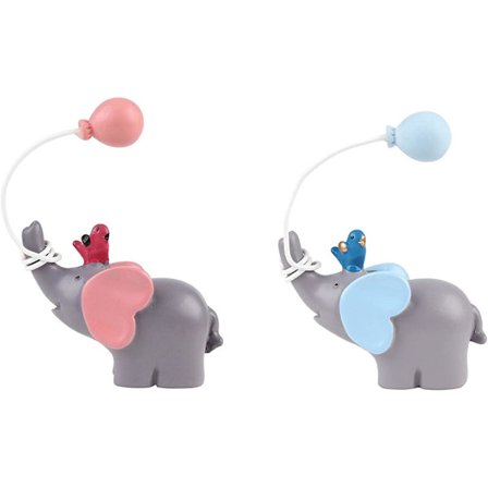 2-pakks Ballong Blå Rosa Elefant Kake Topper Resin Figur Doll Ornament Baby Shower Barn Bursdag Kake Dekorasjon
