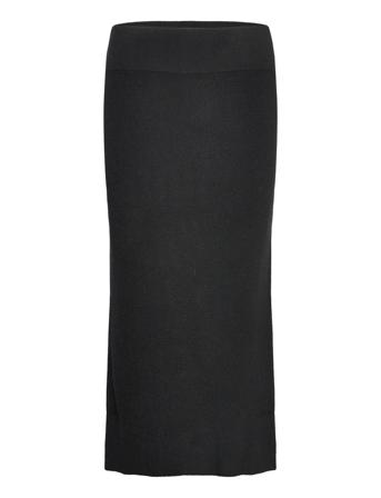 Edmee Knit Skirt Knælang Nederdel Sort Andiata