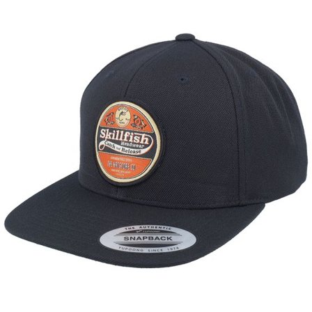 Skillfish - Svart snapback Keps - Retro Fishing Logo Black Snapback @ Hatstore