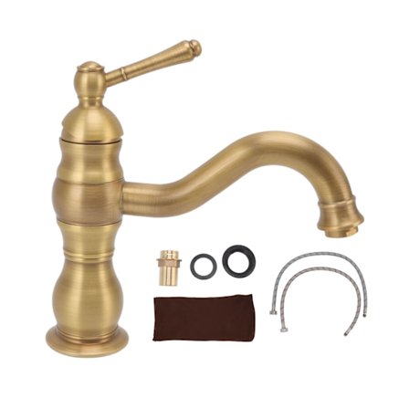 Koppar Retro Industriell Diskbänksblandare Enkelhandtag Varmt och Kallt Vatten Kran för Badrum Kök Hotell