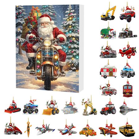 Julekalender med blinde bokser - Ryggsekkpynt, kalender med blinde bokser, akrylbilpynt