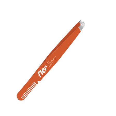 Fler Eyebrow Tweezer with Comb Solid Orange - Pinzette
