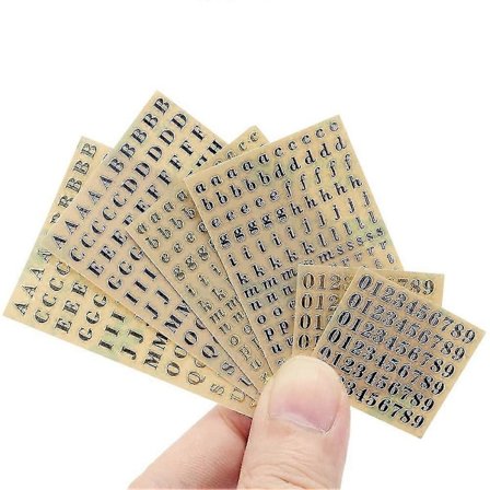 6 ark små 0,3 cm alfabet tal klistermærker legering klæbende bogstaver klistermærker guld/sølv (3 mm) Y