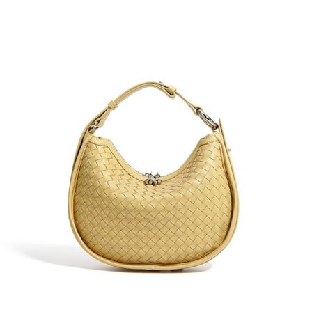 Handgjord Gul Läder Dam Crossbody Väska Elegant Rymlig Axelväska