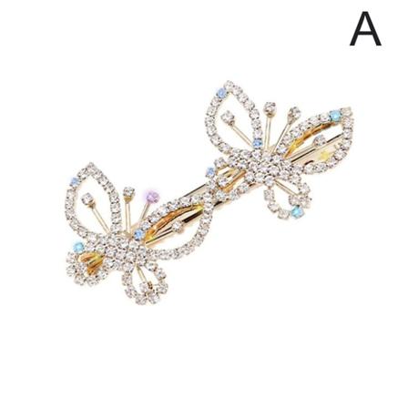 2 Delar Fjärilshårklämmor Rhinestone Brudhårstänger W