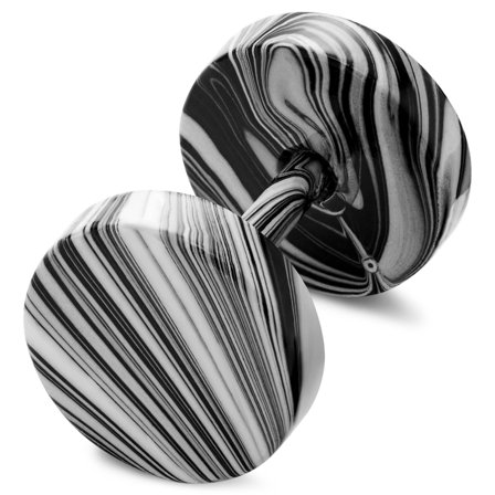Satago | 8 mm Black & White Stainless Steel Faux Plug Stud Earring for Men - Stud earrings