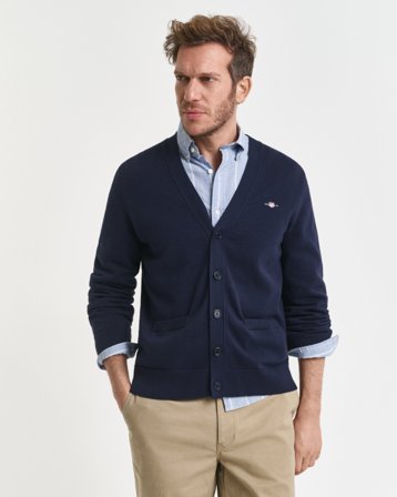 GANT Herren Casual Cotton Strickjacke (XXL) Marineblau