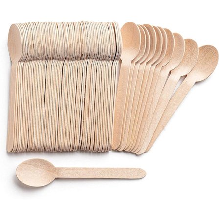 Biohajoava kertakäyttöinen puulusikka - 160 mm - 100 kpl pakkaus