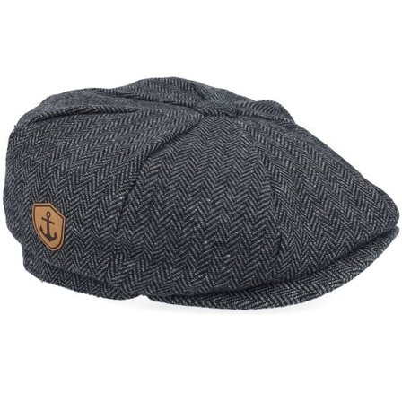 Jack Anchor - Grå flatcap Keps - Anchor Shield Patch Charcoal Bakerboy Flat Cap @ Hatstore