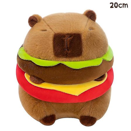 Kawaii sød hamburger capybara plyslegetøj fluffty plysdukke simulation capibara [DB]