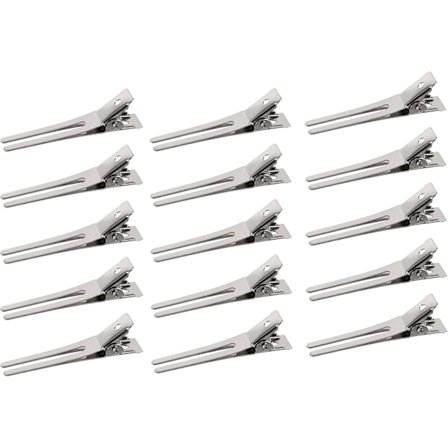 50-pack DIY lockar för lockar, frisör dubbelnålslockar silver metall alligator clips metall krokodil hårklämmor för salong