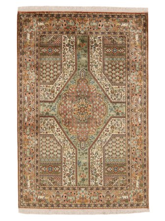 Tappeto Orientale Kashmir Puri Di Seta 127X189 Marrone/Arancione (Seta, India)