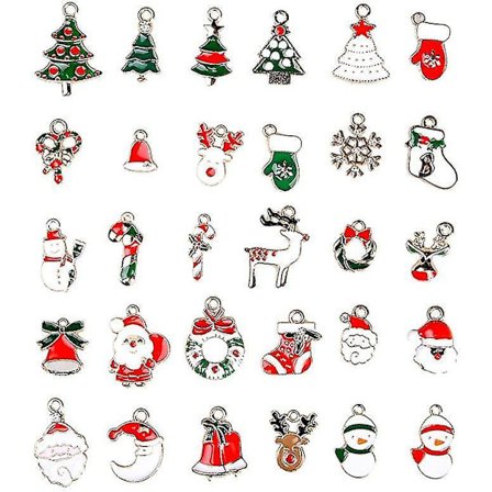 30 stk Mini Julepynt Vedhæng Guldbelagt Emalie