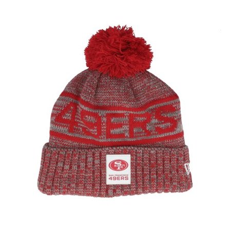 New Era - NFL Röd pom Beanie - San Francisco 49ers NFL 25 Sideline Cold Weather Sport Knit Red/Grey Pom @ Hatstore