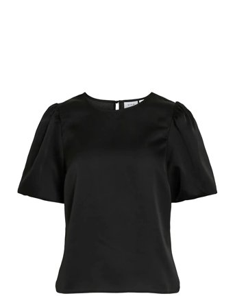 Viellette 2/4 Satin Puff Top - Noos Black Vila