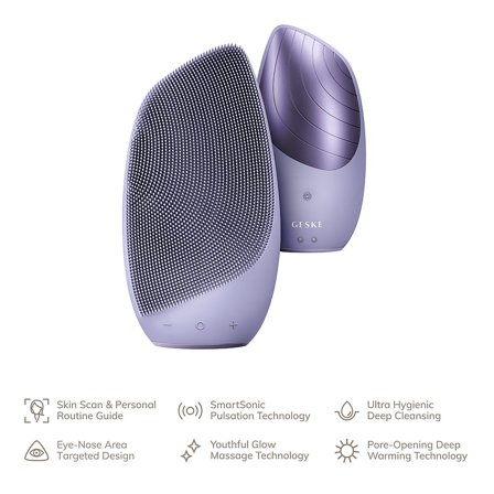 GESKE Sonic Thermo Facial Brush 6 in 1 Purple, Skincare, Tilbehør Til Ansigtsrens, Rensebørster