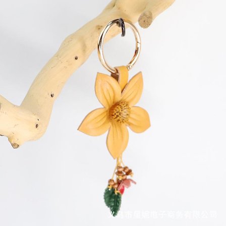 Wabjtam Nahkainen Kukka Tupsu Avainnauha Auton Avaimenperä Avaimenperä Boho Asuste Naisille