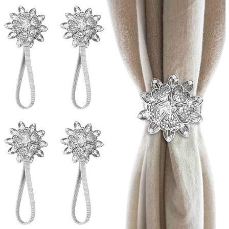 Magnetiske gardinholdere 4 stk. Legering for dekorative draperiholdere med fjærtaugardinholdere for soverom, stue, hotell, hjemmekontor