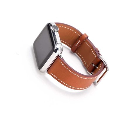 (Brun) Ersättningsläderband för Apple Watch, kompatibel med