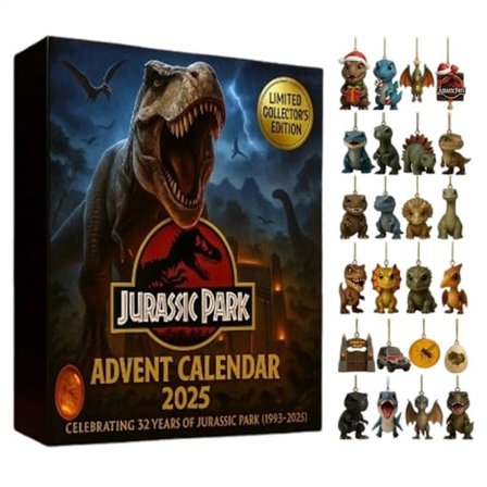 Jurassic Park kalender Jul Dinosaur Adventskalender 2025 24 Dager Akryl A-FS-