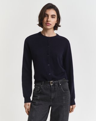 GANT - Superfin lammeullscardigan til dame evening blue