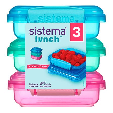 Sistema Opbevaringsboks 3-pack 200 ml/ Blå, pink, grøn, Tøj & Bolig, Opbevaring & Organisering, Opbevaringsbokse