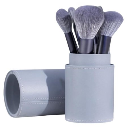 12-delad sminkborsteuppsättning, Premium syntetiska foundation, puder, concealer, ögonskuggor sminkborsteuppsättning, med hink