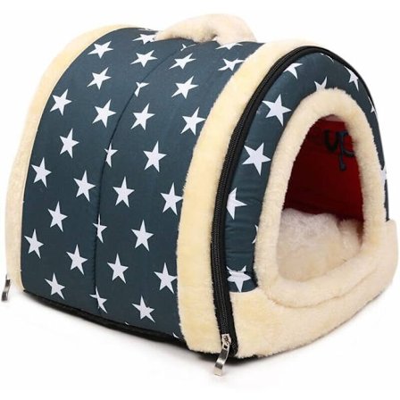 ANCOUS Lemmikin pesä ja sohvasänky, taitettava koira kissan talo liukumaton ja talvinen pehmeä mukava patja 4 tyyliä 3 kokoa (M, sininen)--