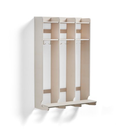 Garderobenschrank EBBA, wandmontiert, 3-teilig, weiß