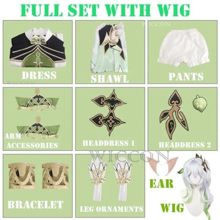 Nahida Cosplay Genshin Impact Nahida Mindre Lord Kusanali Cosplay Kostym Flickklänningar Peruk Kostym Kläder Halloween Fest Kostym