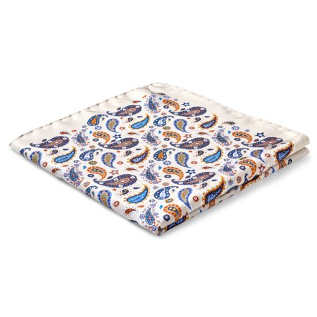 Virtuo | Ivory Paisley Silk Pocket Square for Men