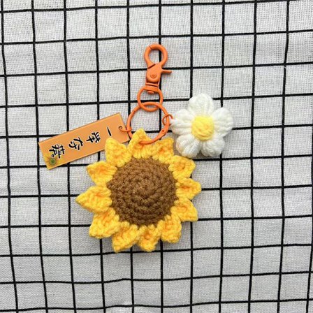 Virkad solros nyckelring Nyckeltillbehör Solrospåse Berlock