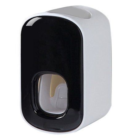 Tandkrämsdispenser självhäftande klistermärke Nagelfri installation Väggmonterad Automatisk tandkrämspressare för badrum Svart