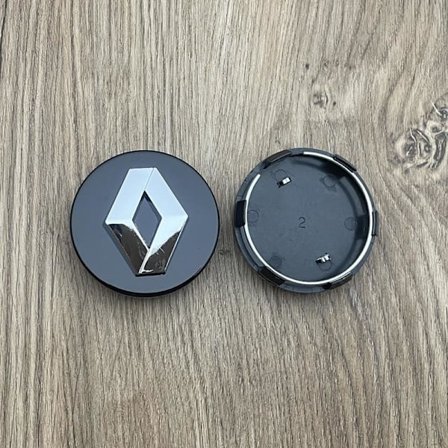 Sæt med 4 sorte Renault-fælgnavkapsler på 60 mm