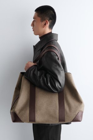 COS Men's Weekender Oversized Tote Bag - Wool in Beige
