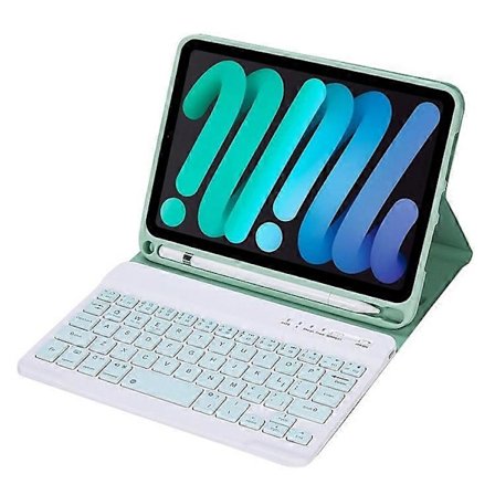 C06B Kompatibel med iPad mini 6 (2021) Anti-ridse Beskyttelsesetui med Bluetooth Tastatur Stødsikkert Stativ Lædercover med Pe