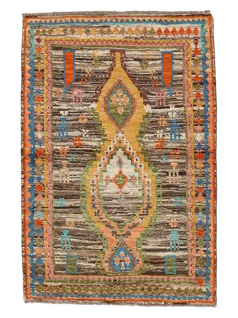 Hand Knotted Berber Colourful Rug 99X147 Wool Brown/Orange Small